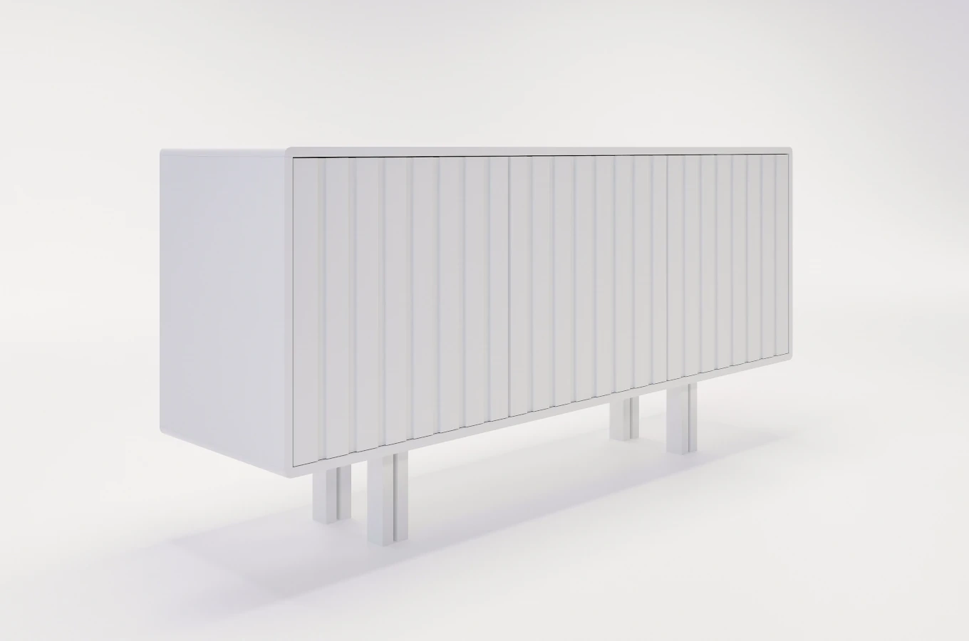 Biała komoda Skandica VIGGE z lamelami / szer. 149 cm