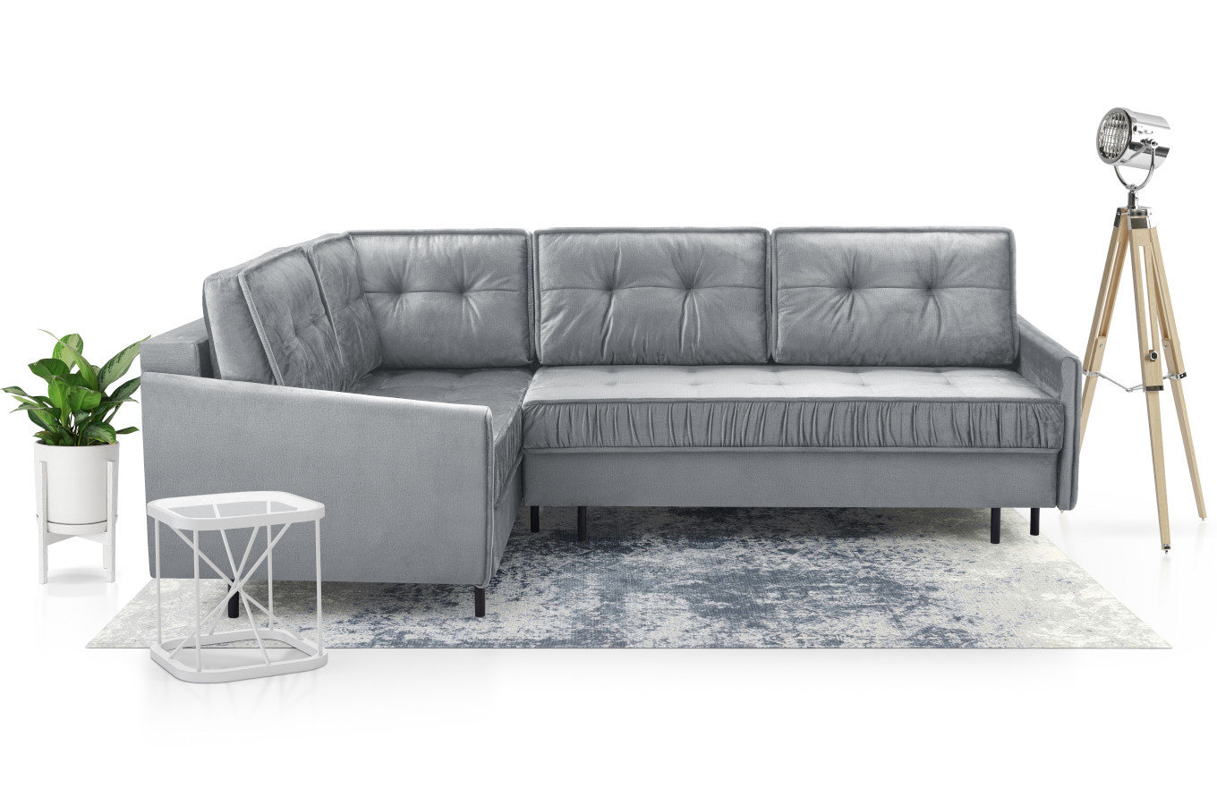 Nowoczesny narożnik ZANZIBAR L z funkcją spania i pojemnikiem na pościel