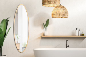 Owalne lustro MALOMA Natural / rama w kolorze naturalnym