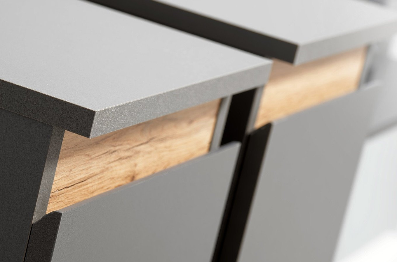 Nowoczesna meblościanka MODO / antracyt + dąb wotan / szer. 175 cm