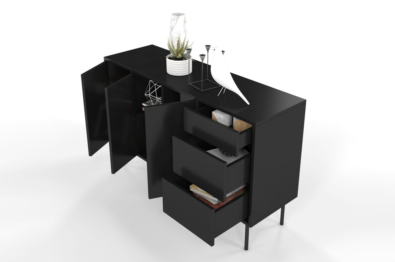 Czarna nowoczesna komoda Dancan MIRKA / szer. 130 cm