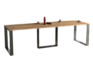 Nowoczesny rozkładany stół BORYS na metalowych nogach 130-330 x 80 cm (dąb craft)