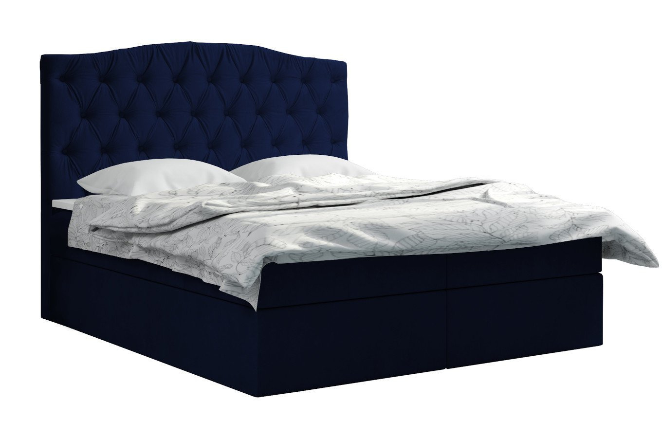 Tapicerowane łóżko kontynentalne SUSEAN z zagłówkiem w stylu glamour