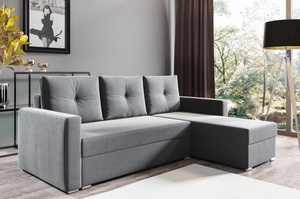 Nowoczesny narożnik ALESIO z funkcją spania i pojemnikiem na pościel