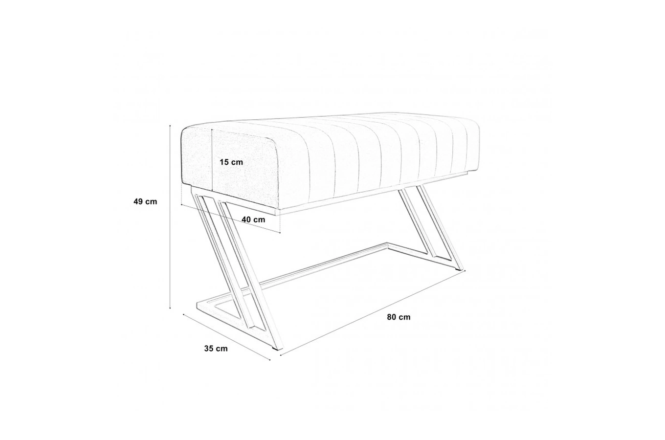 Tapicerowana ławka DIZI na metalowych nogach / kolor tkaniny + podstawy do wyboru!
