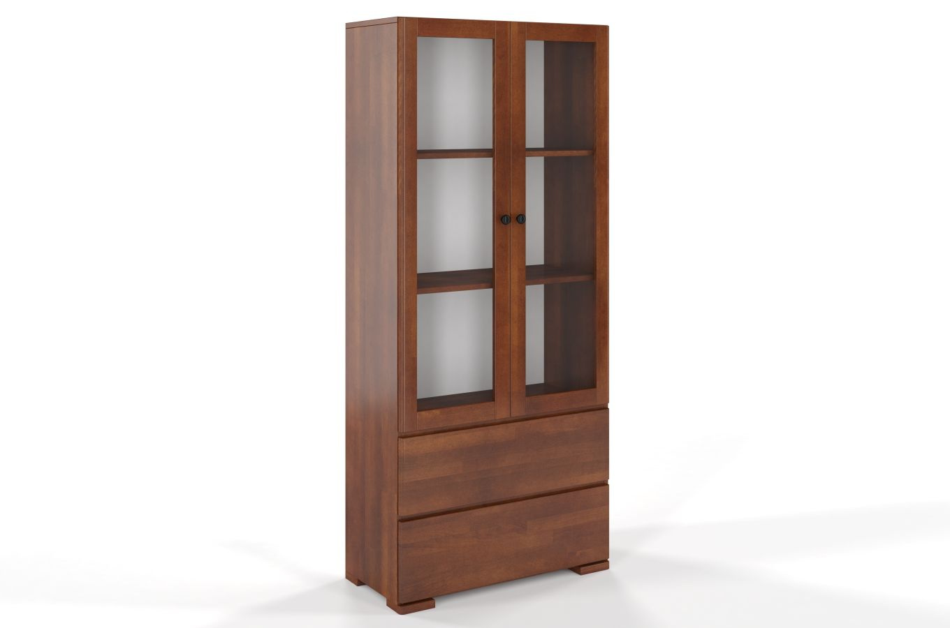 Drewniana bukowa witryna ze szklanymi drzwiami Visby SANDEMO 2S80 / szer. 80 cm