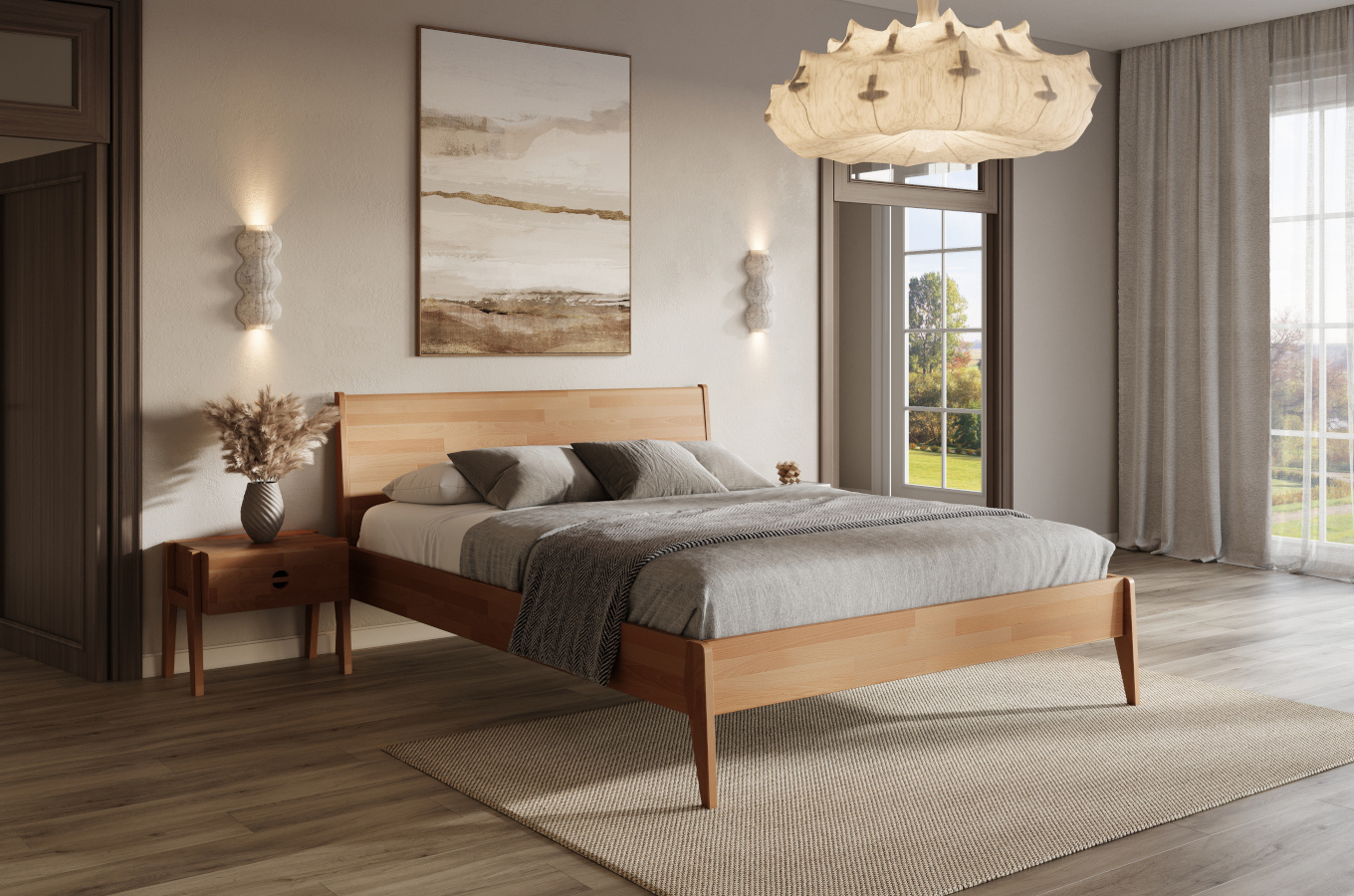 Szafka nocna drewniana bukowa Visby RADOM / kolor biały