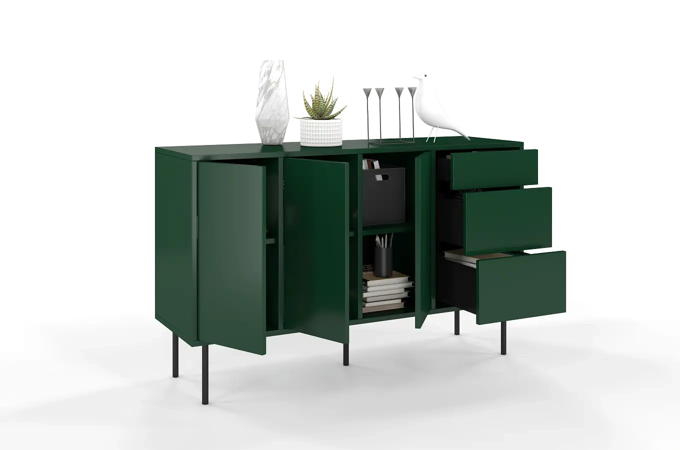 Zielona nowoczesna komoda Dancan MIRKA / szer. 130 cm