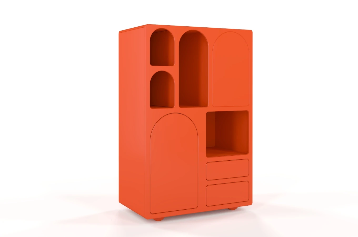 Drewniana komoda z łukami Visby OLIMPIA HIGH / kolor marsala / szer. 80 cm