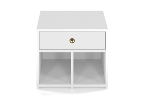 Biała szafka - siedzisko z półkami i szufladą Dancan MIRAGE wysoki połysk / szer. 54 cm