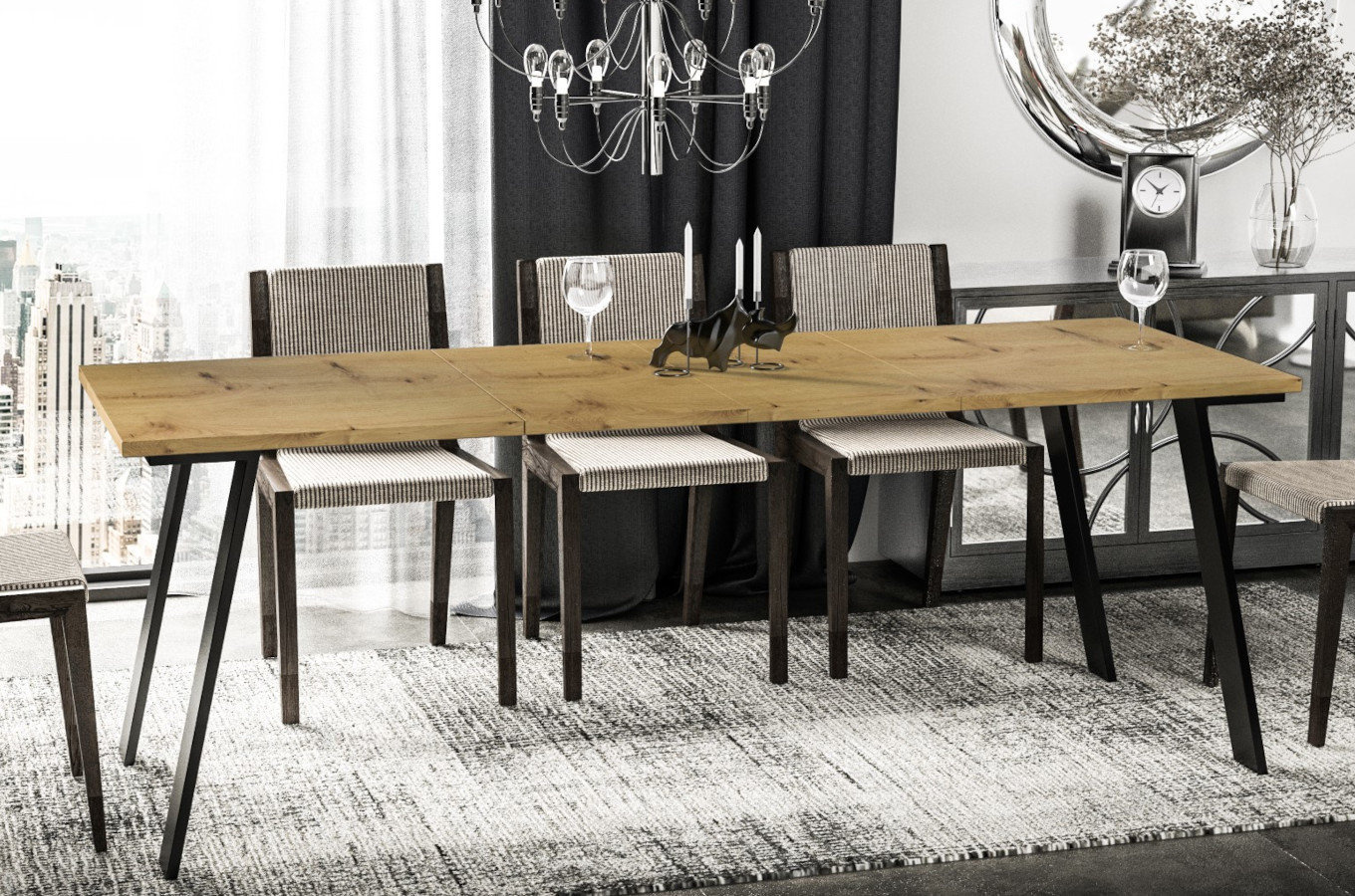 Nowoczesny rozkładany stół LIWIA 130-210 x 80 cm (dąb artisan)