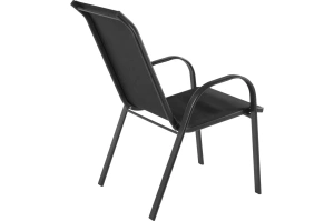 Czarne metalowe krzesło ogrodowe MALAGA z materiałowym siedziskiem