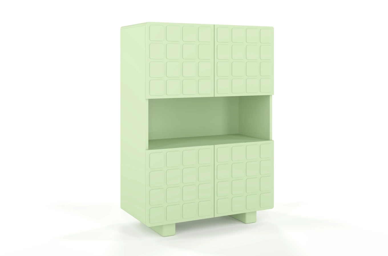 Nowoczesna komoda z frontami 3D Skandica CUBO HIGH / kolor pudrowa zieleń / szer. 85 cm