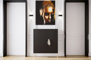 Czarna komoda / szafka na buty Skandica MERLIN ze złotymi dodatkami / szer. 100 cm