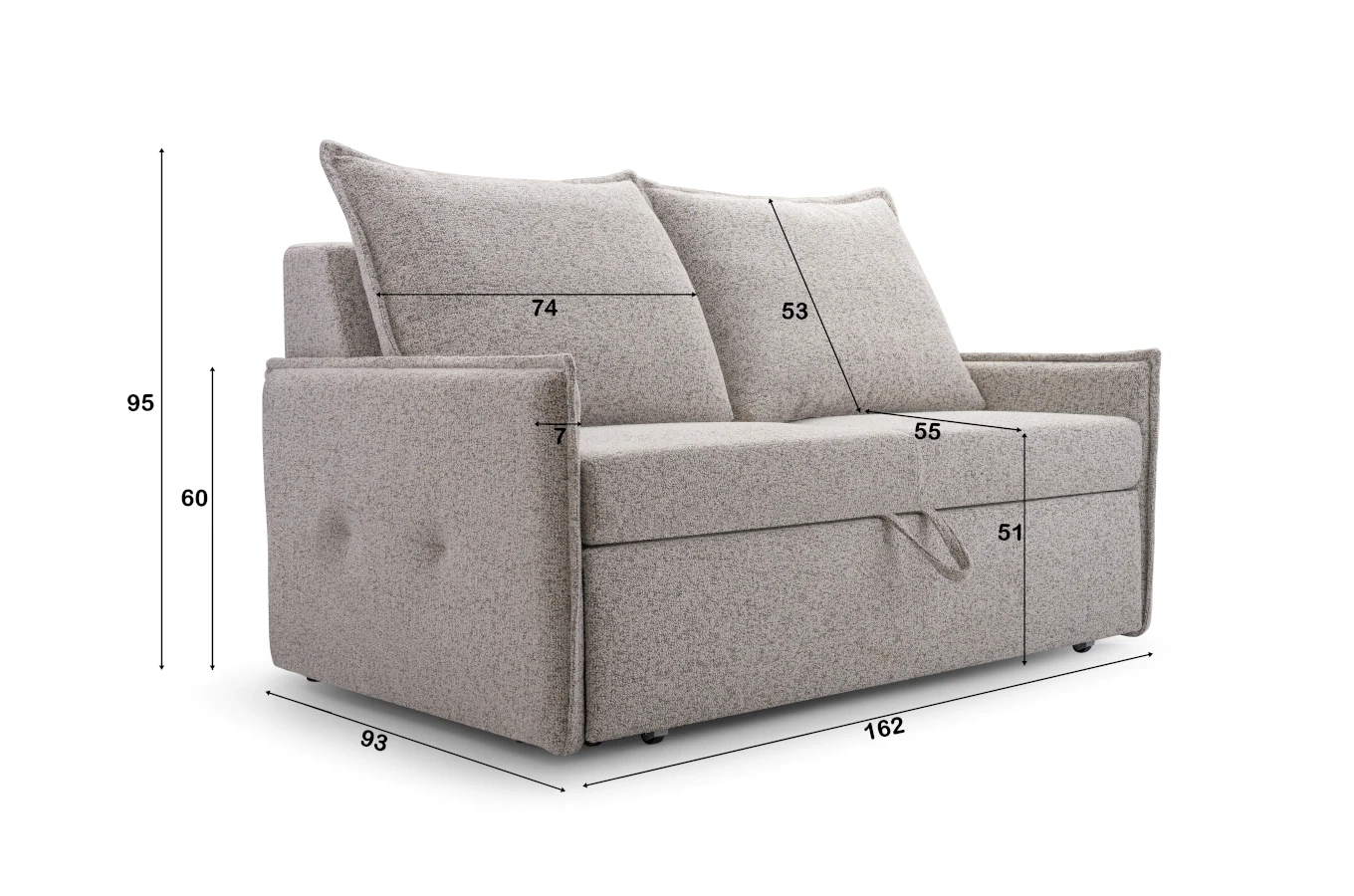 Nowoczesna rozkładana sofa DARIA z pojemnikiem na pościel