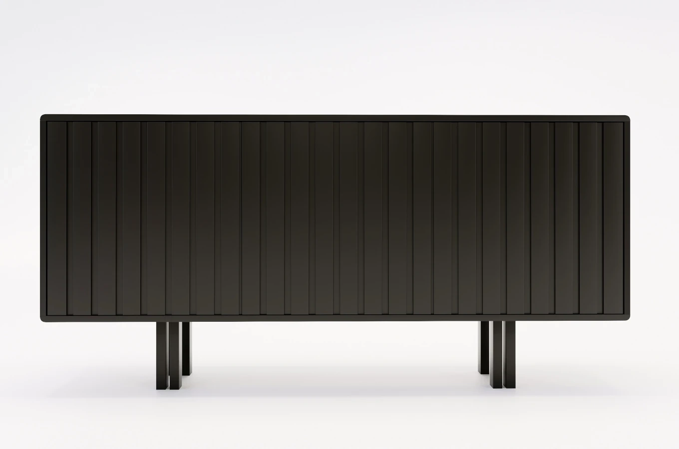 Czarna komoda Skandica VIGGE z lamelami / szer. 149 cm