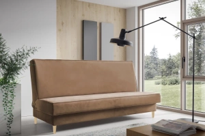 Nowoczesna sofa GOJA w skandynawskim stylu z funkcją spania i pojemnikiem na pościel