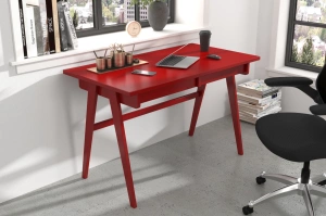 Drewniane biurko / toaletka z szufladami Visby EDDA / kolor bordowy / 120x65 cm