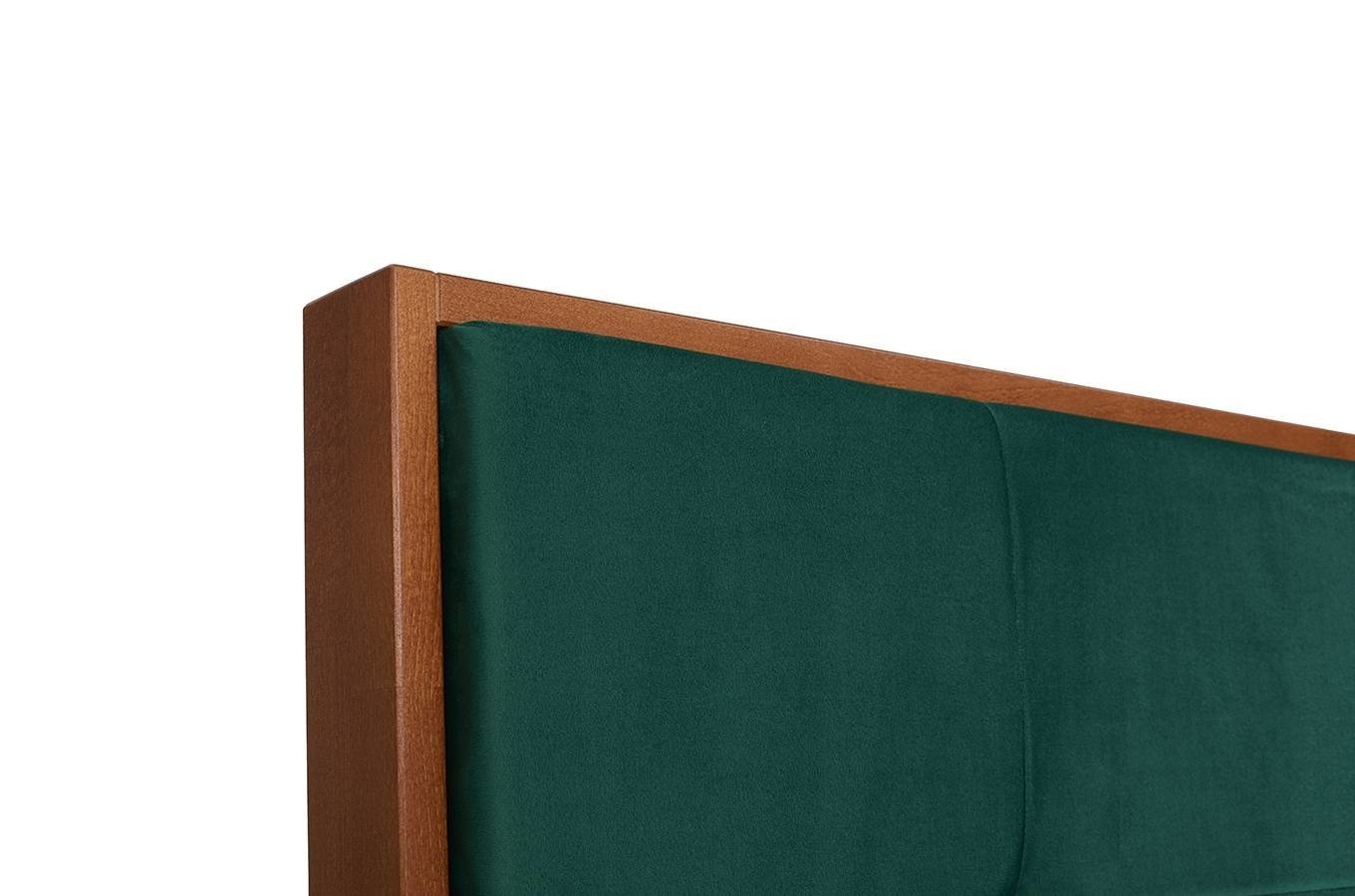 Tapicerowane łóżko drewniane bukowe Visby FRIDA z wysokim zagłówkiem