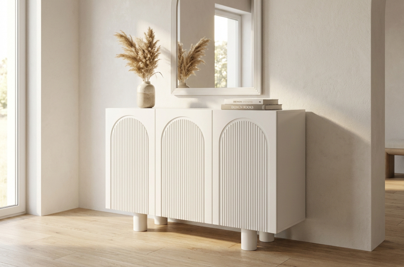 Biała komoda z łukami Skandica RITA / szer. 135 cm