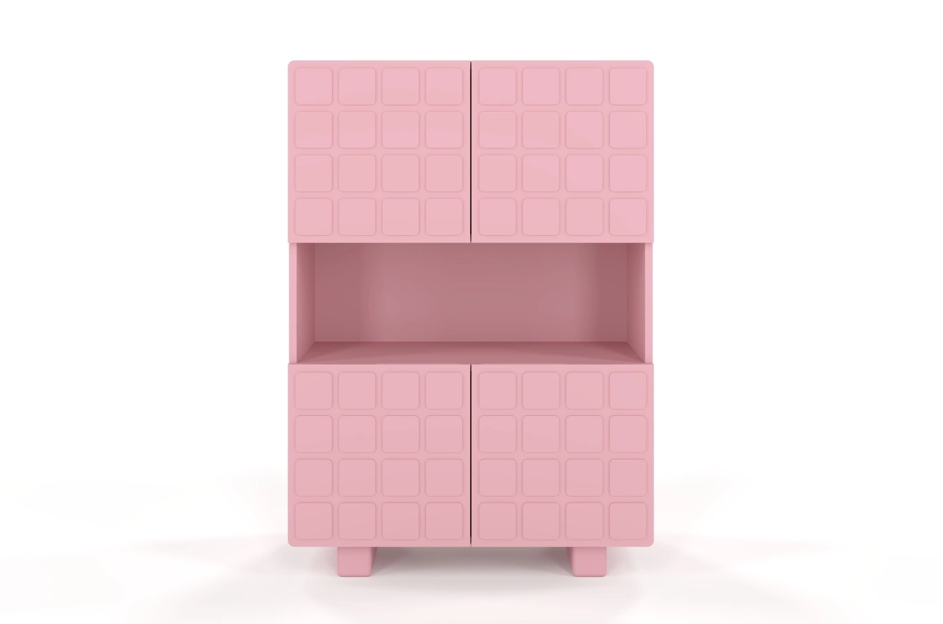 Nowoczesna komoda z frontami 3D Skandica CUBO HIGH / kolor pudrowy róż / szer. 85 cm