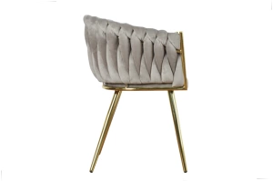 Nowoczesne krzesło SARA GOLD z plecionym oparciem