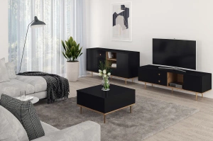 Czarny nowoczesny stolik kawowy Skandica HARMONI z otwieranym blatem