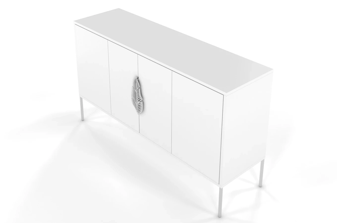 Biała komoda Skandica MERLIN ze srebrnymi dodatkami / szer. 138 cm