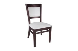 Drewniane krzesło 650 z tapicerowanym siedziskiem i oparciem