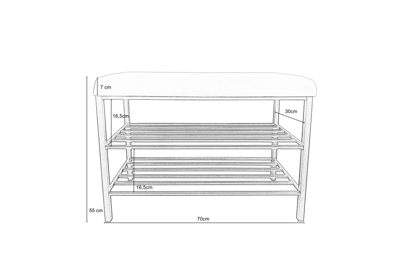 Tapicerowana ławka na buty DEXTER na metalowych nogach / kolor tkaniny do wyboru!