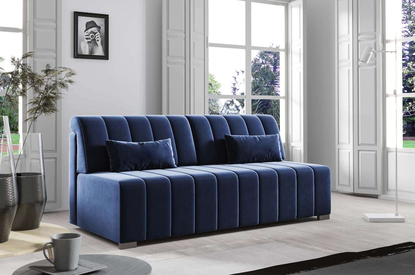 Nowoczesna sofa MEGI z funkcją spania i pojemnikiem na pościel