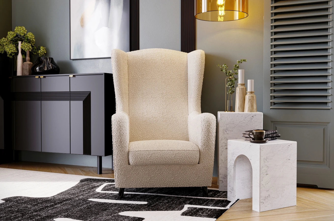 Fotel uszak Skandica AGNETA / 4 kolory tapicerki + 2 kolory nóg do wyboru!