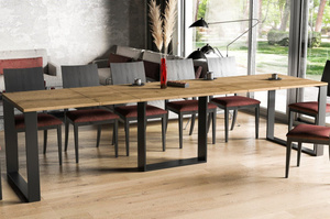Nowoczesny rozkładany stół BORYS na metalowych nogach 130-330 x 80 cm (dąb wotan)