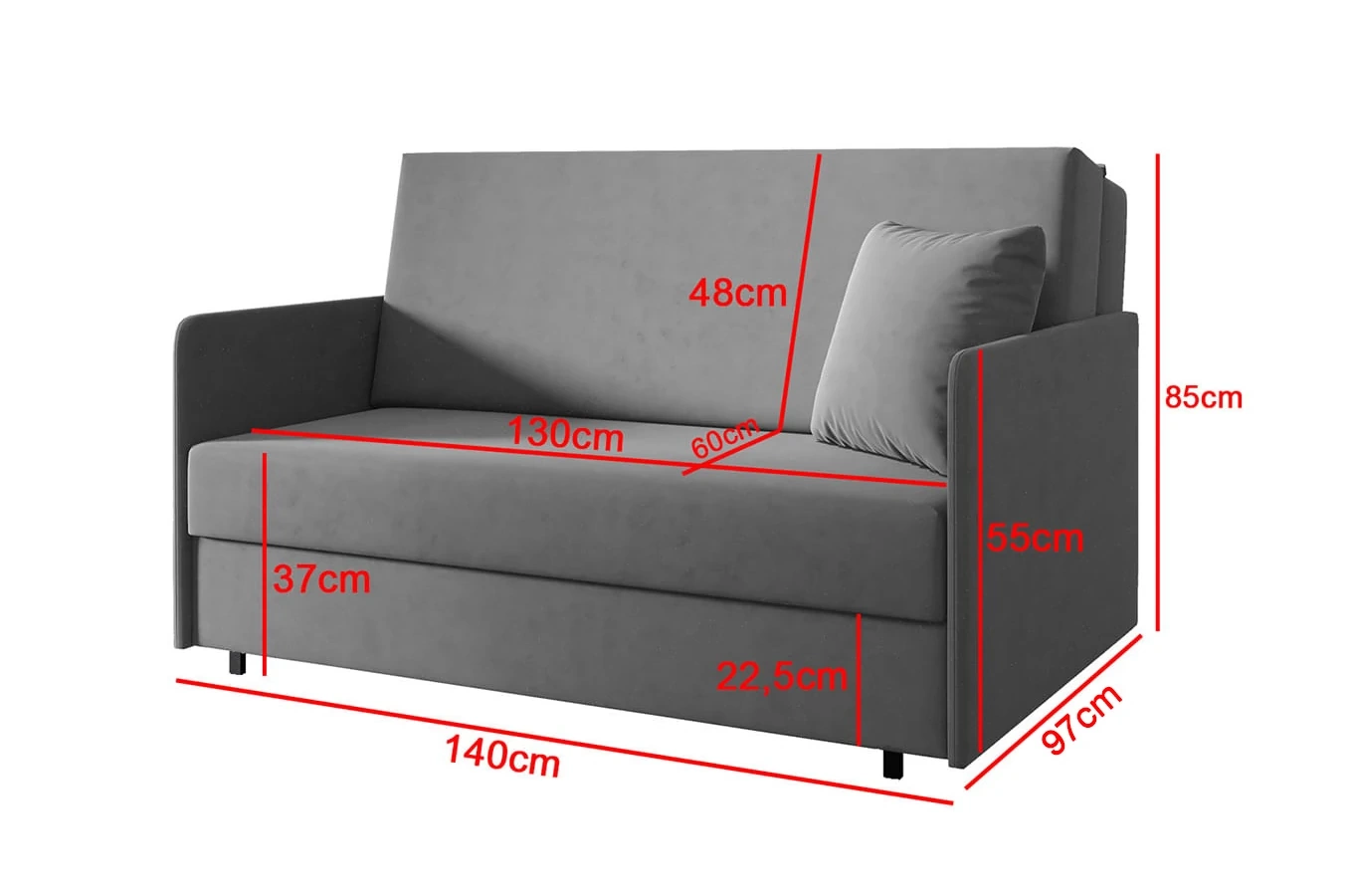 Klasyczna sofa NAOMI z funkcją spania / szerokość 140 cm