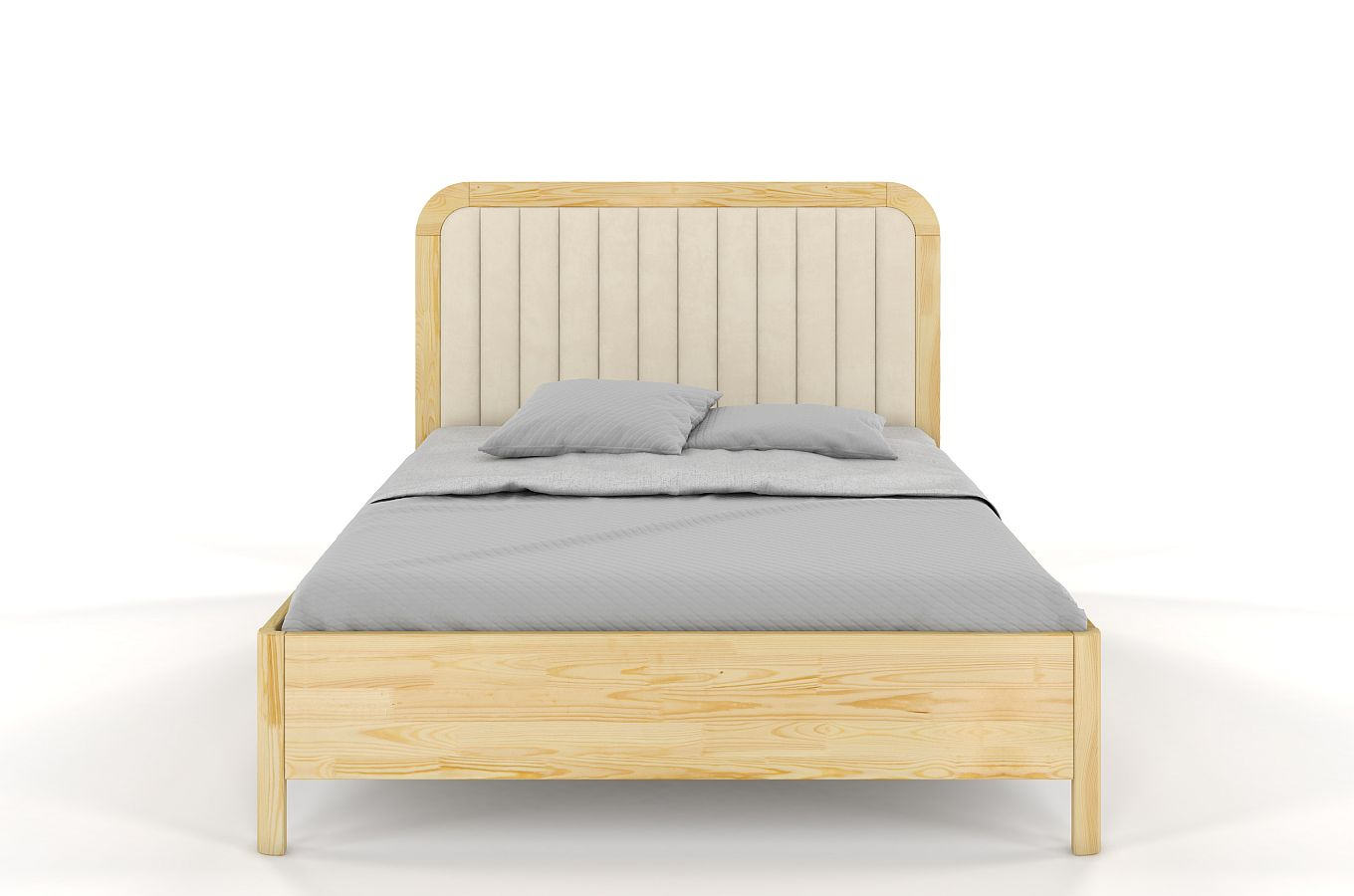 Tapicerowane łóżko drewniane sosnowe Visby MODENA z wysokim zagłówkiem