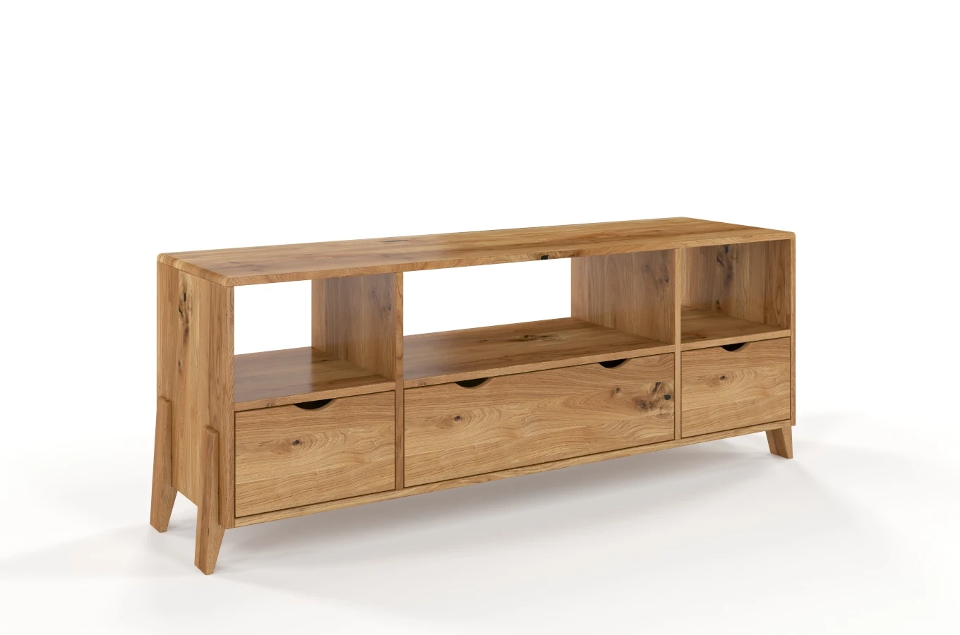Drewniana szafka RTV dębowa Visby GDYNIA na nóżkach / szer. 160 cm