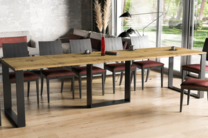 Nowoczesny rozkładany stół BORYS na metalowych nogach 130-330 x 80 cm (dąb artisan)