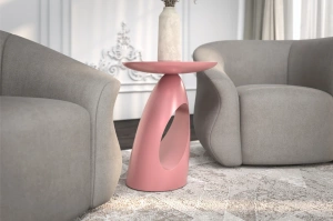 Stolik drewniany Kayani ISLAND różne kolory, wys. 40 cm / kolor pudrowy róż