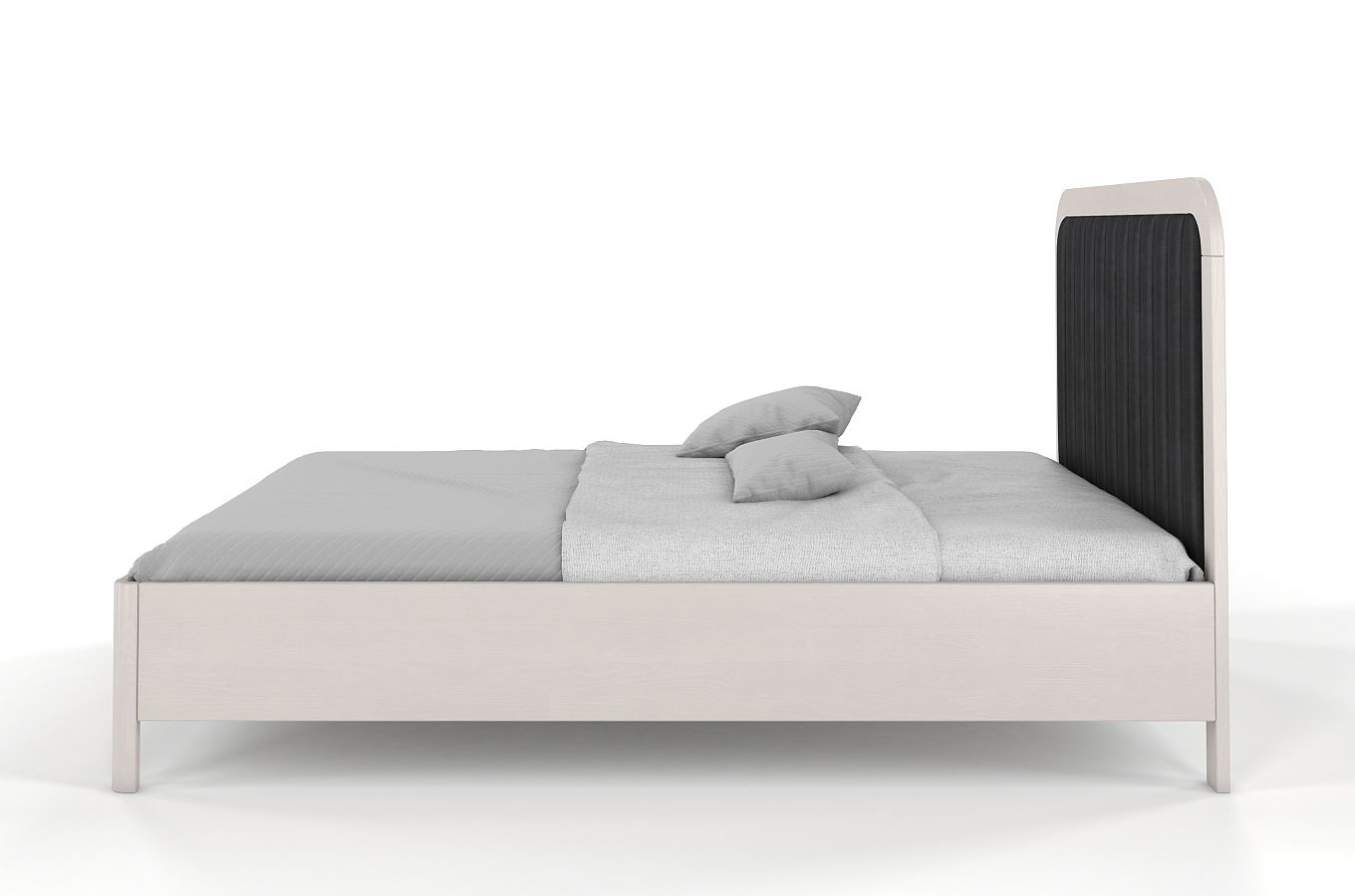 Tapicerowane łóżko drewniane sosnowe Visby MODENA BC z wysokim zagłówkiem (skrzynia na pościel)