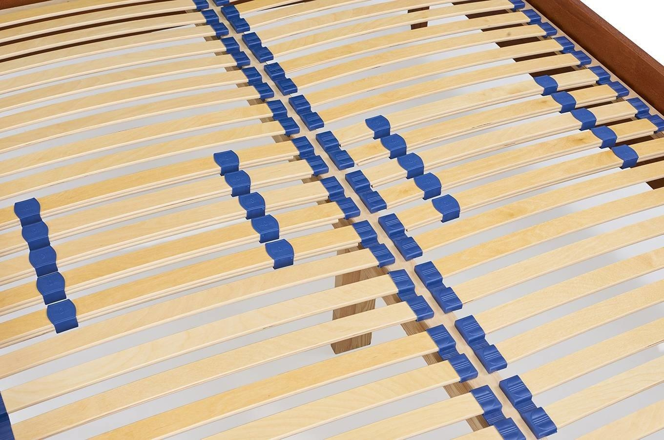 Tapicerowane łóżko drewniane bukowe Visby FRIDA z wysokim zagłówkiem / 160x200 cm, kolor naturalny, zagłówek French Velvet 670