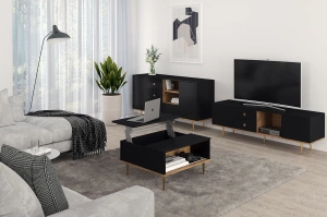 Czarny nowoczesny stolik kawowy Skandica HARMONI z otwieranym blatem