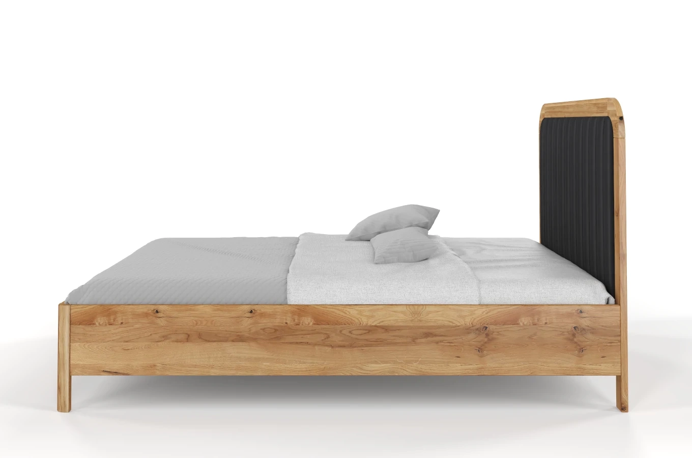 Tapicerowane łóżko drewniane dębowe Visby MODENA z wysokim zagłówkiem / 140x200 cm, olej naturalny, zagłówek Casablanca 2316