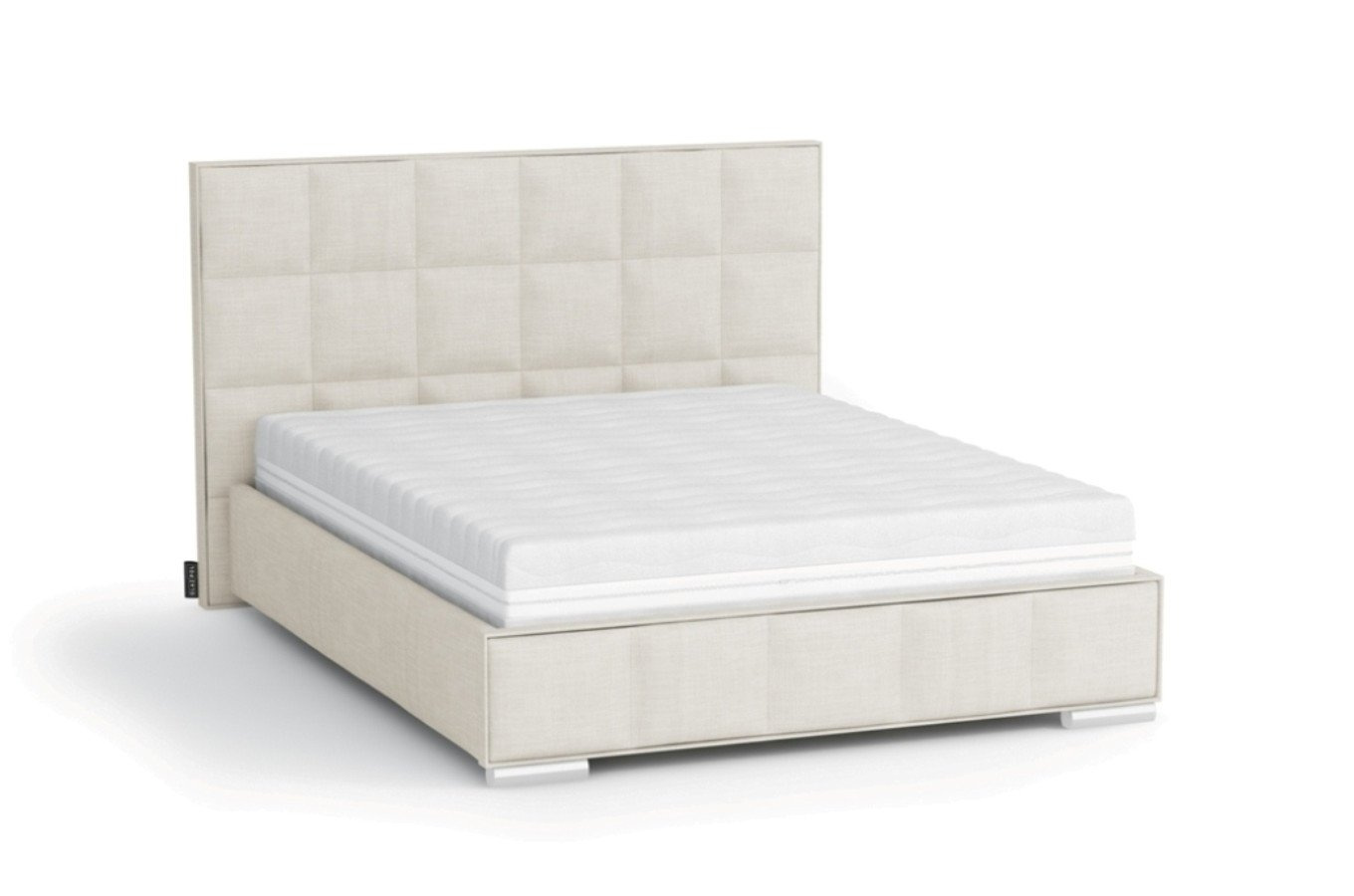 Klasyczne łóżko tapicerowane do sypialni PATRIZIA przeszycia w kwadraty