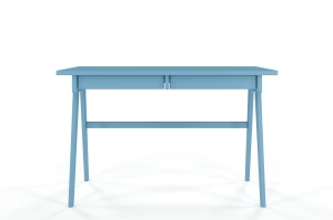 Drewniane biurko / toaletka z szufladami Visby EDDA / kolor pastelowy niebieski / 120x65 cm