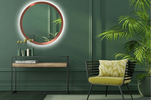 Okrągłe lustro SCANDINAVIA BOLD z oświetleniem LED / rama dostępna w 5 kolorach