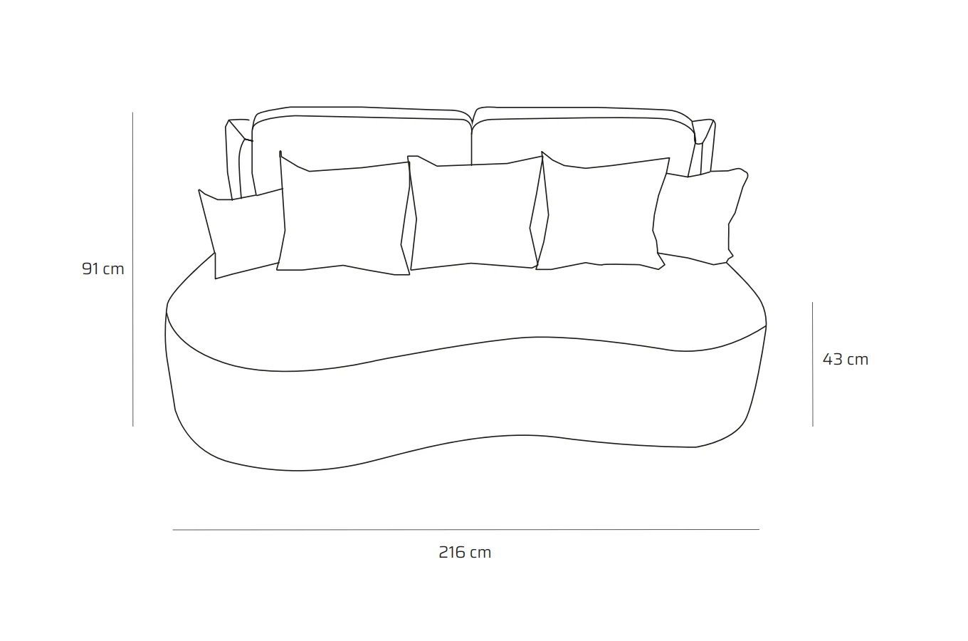 Nowoczesna sofa rozkładana VIVA z funkcją spania i pojemnikiem na pościel / szerokość 216 cm