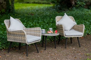 Zestaw mebli ogrodowych z technorattanu ASOLO / Stół + 2 fotele