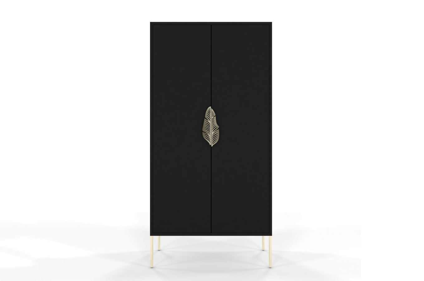 Wysoka czarna komoda ze złotymi dodatkami Skandica MERLIN / szer. 80 cm