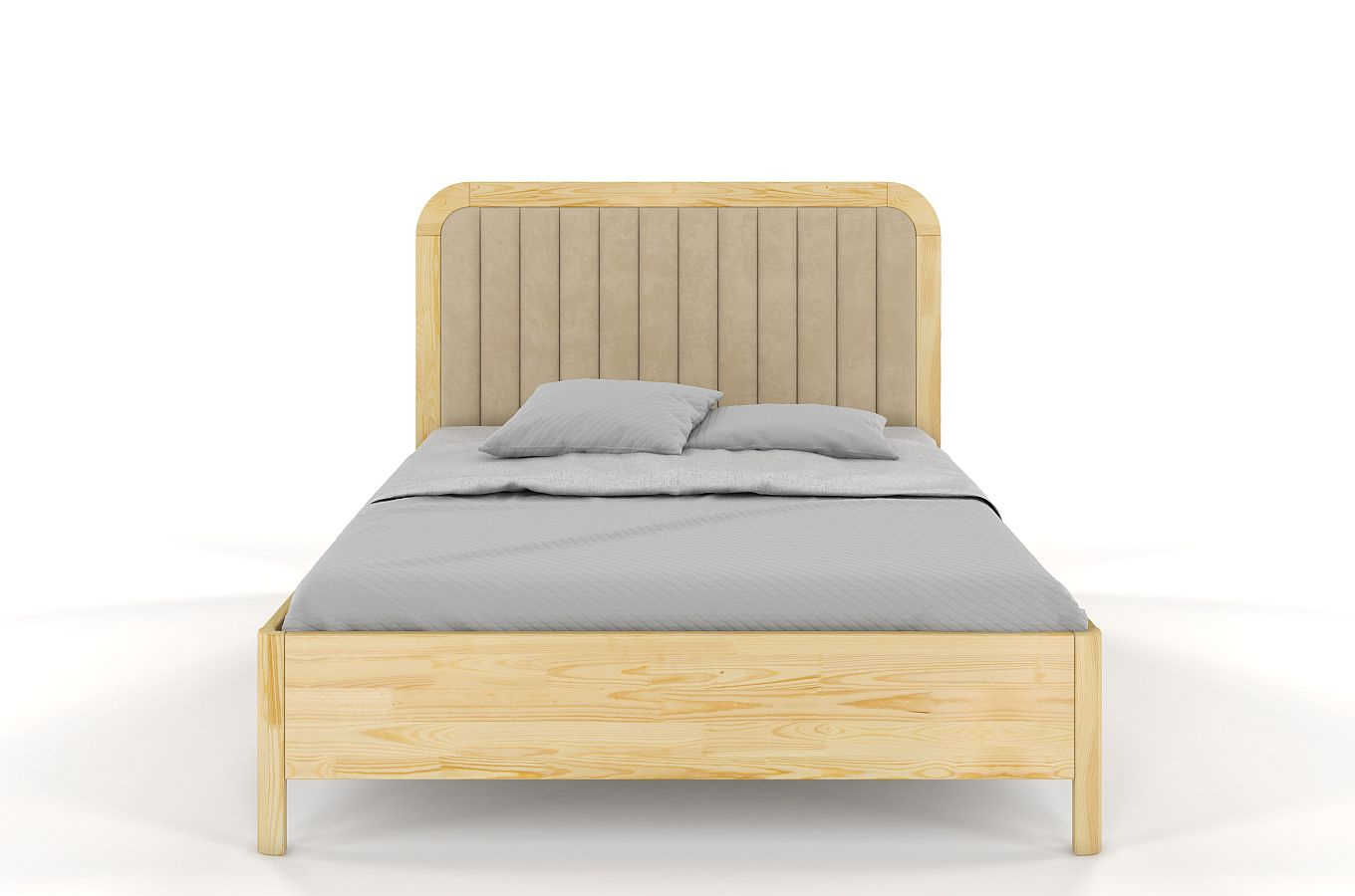 Tapicerowane łóżko drewniane sosnowe Visby MODENA z wysokim zagłówkiem