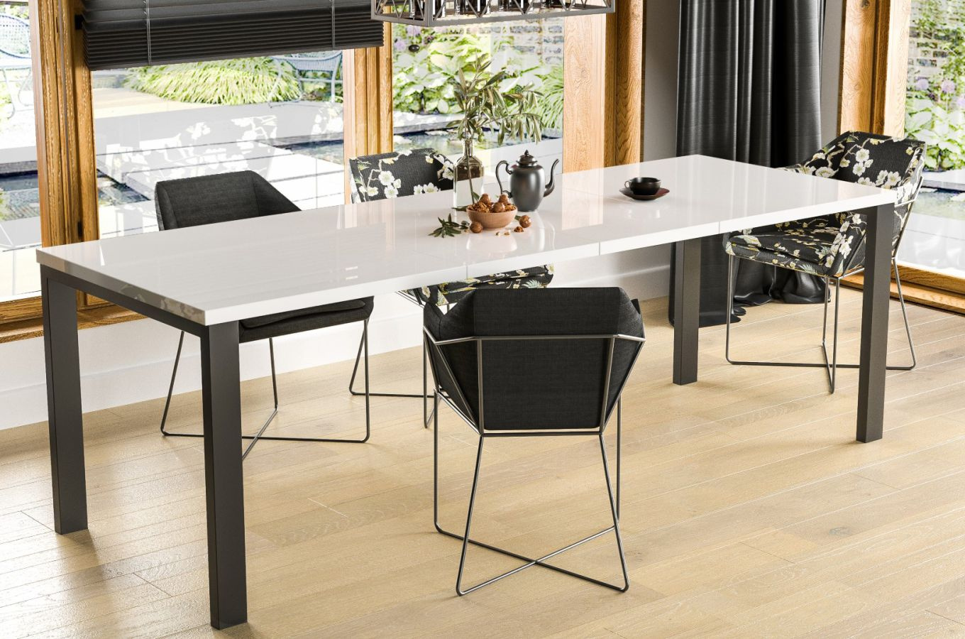 Nowoczesny rozkładany stół GARANT 130-220 x 80 cm (biały połysk)